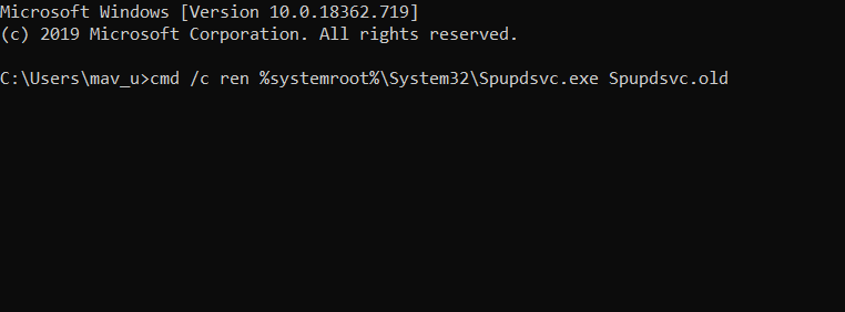 premenujte príkaz Spupdsvc na chybu Windows Update 0x8024000b v systéme Windows 10