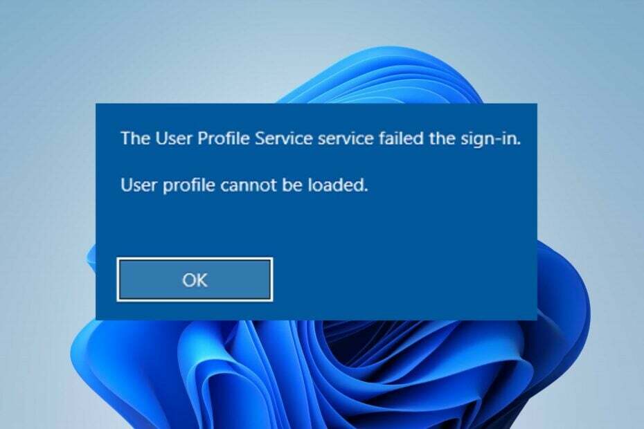 il profilo utente non può essere caricato