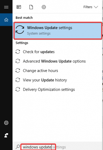 configuración de actualización de Windows