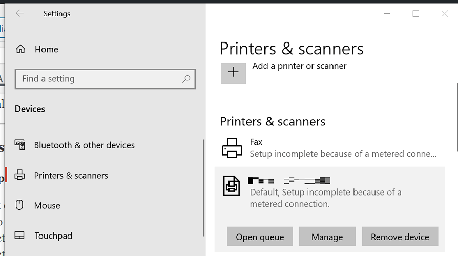 Ошибка синтаксиса принтера, вызывающая ошибку
