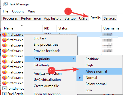 imposta la priorità task manager task manager imposta la priorità windows 10
