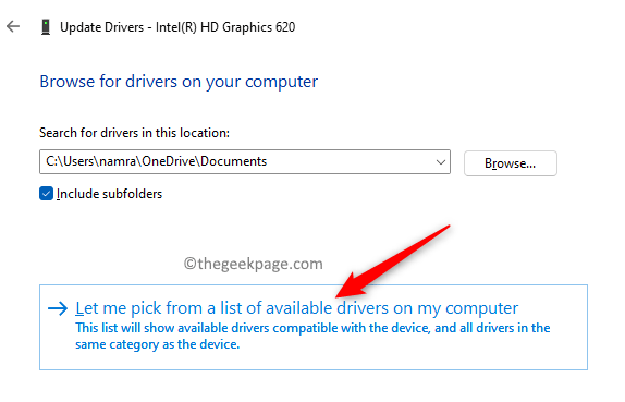 Anzeigeadapter Lassen Sie mich verfügbare Treiber vom Computer auswählen