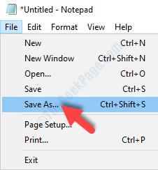 „Notepad File“ skirtukas Išsaugoti kaip