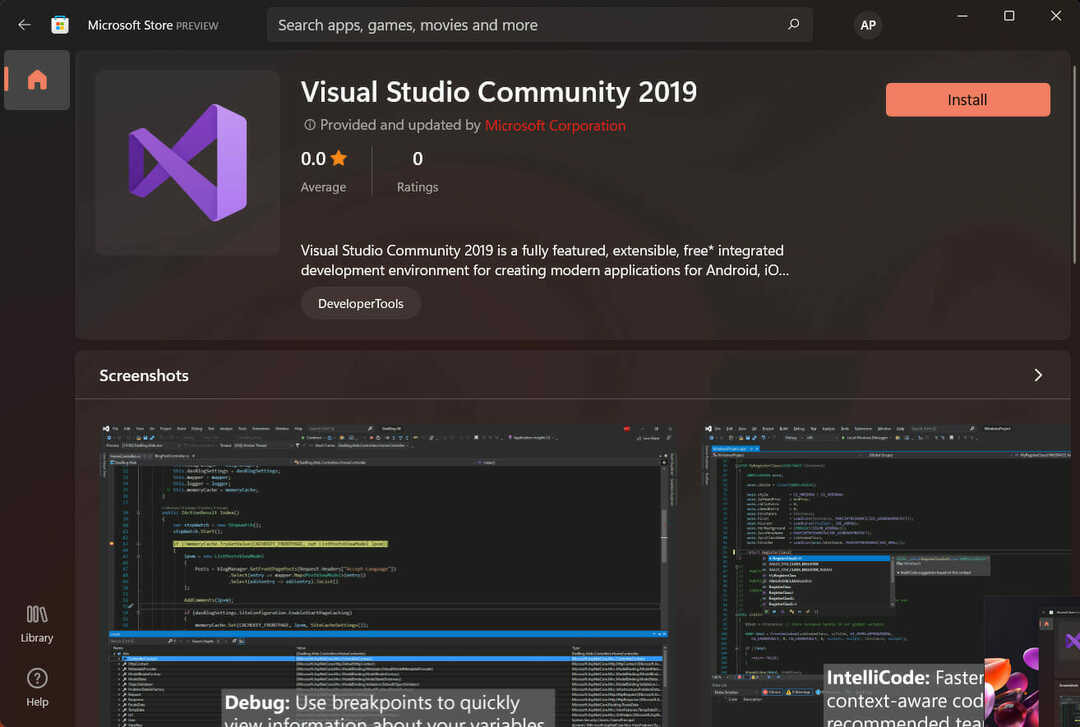 Visual Studio tagad varat atrast Microsoft veikalā sistēmā Windows 11