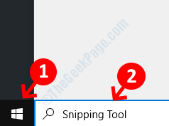 Desktop Start Search Snipping Tool