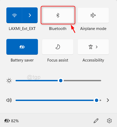 Bluetooth fra Action Center Win11