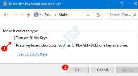 قم بإيقاف تشغيل Sticky Keys
