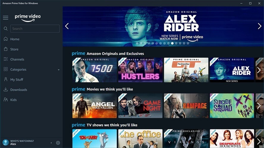 „Windows 10“ „Amazon Prime Video“ ekrano kopija