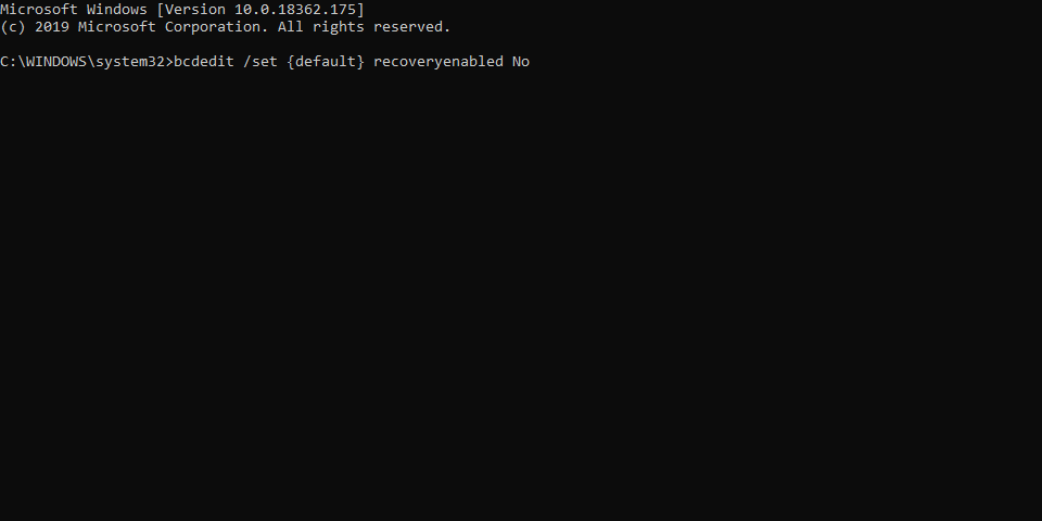 bcdedit / set {default} recoveryenabled Žádný počítač nepřejde do automatické opravy