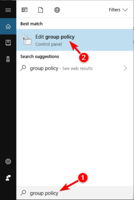 ערוך חיפוש מדיניות קבוצתית לא ניתן להיכנס באמצעות חשבון מיקרוסופט Windows 10