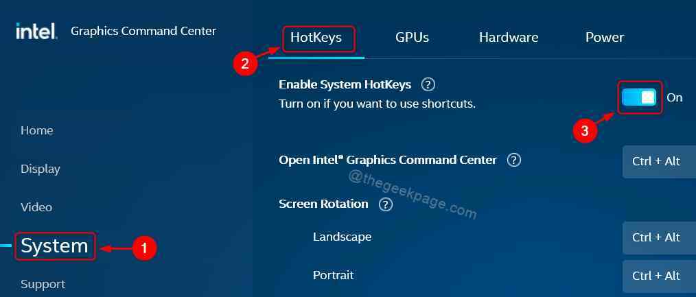 Hotkeys aktivieren Intel Graphics Center Win11 11zon