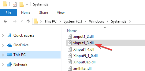 Xinput1_3.dll ვერ მოიძებნა