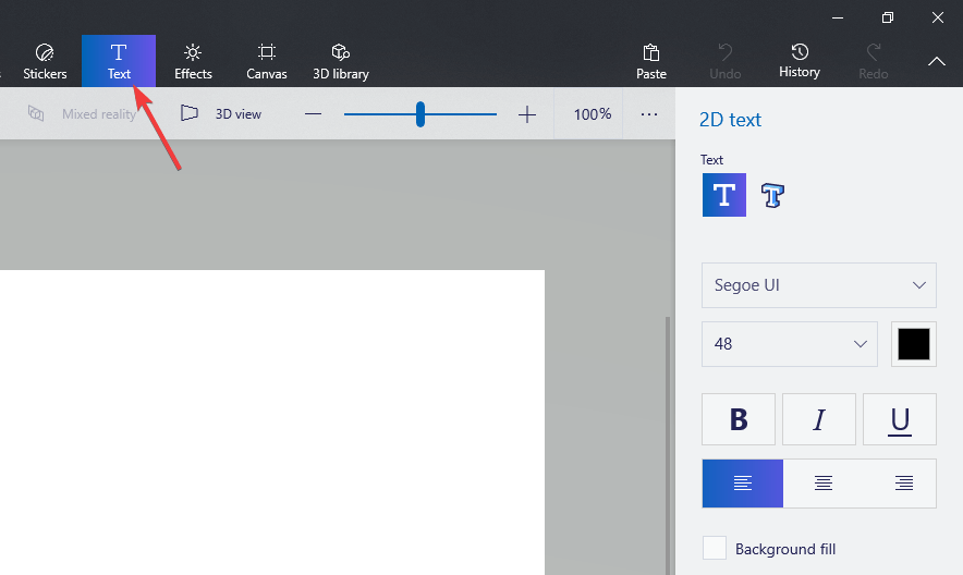 Icône de texte peindre 3d avec menu d'options