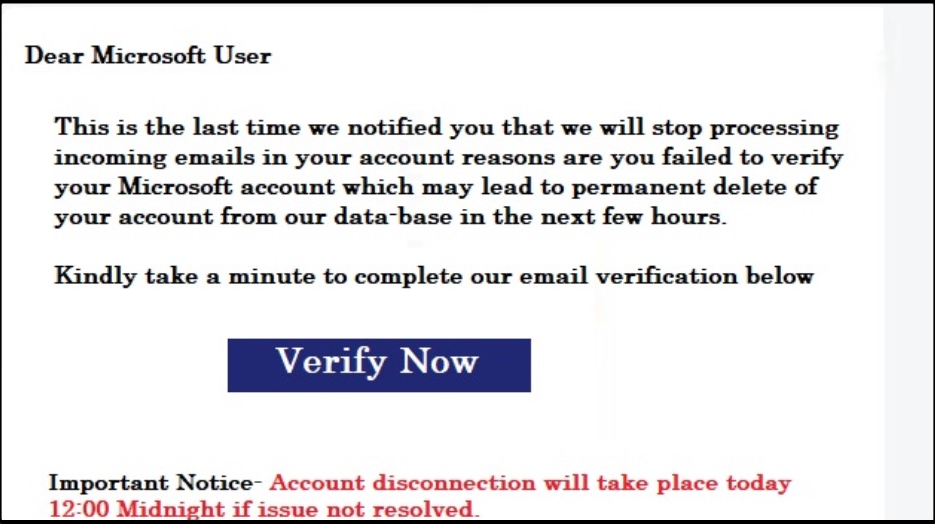 Il tuo account è impostato per chiudere Microsoft Email: Spiegazione
