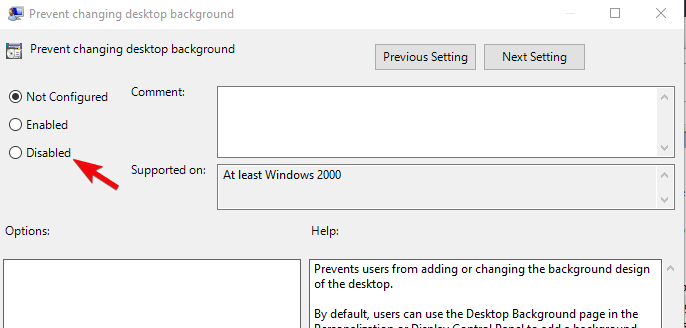 Määra töölaua taustaks, mis ei tööta Windows 10
