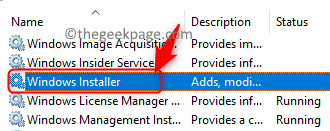 Otwórz usługę Instalatora Windows Min
