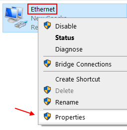 Właściwości Ethernet Min
