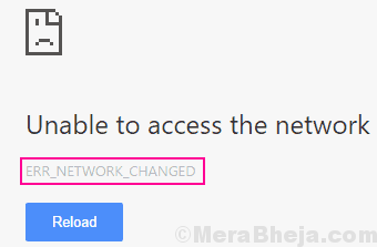 Hauptfehler Netzwerk geändert Chrome