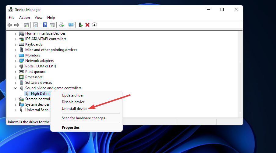 Pašalinti įrenginio parinktį išvesties įrenginiai nerasta Windows 11