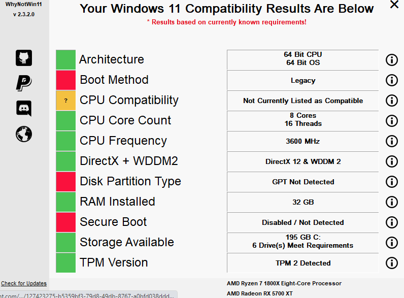 Whynotwin11 affiche les détails de votre PC