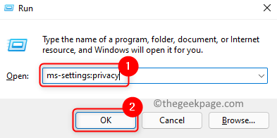 Ejecutar configuración de privacidad de Windows Mín.