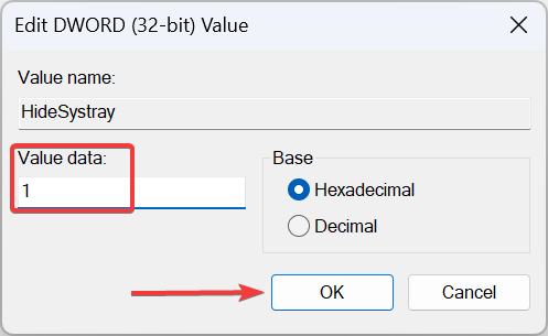 upravte data hodnoty, abyste odstranili ikonu Windows Defender na hlavním panelu