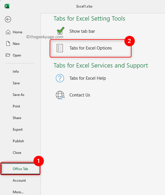 Excel Office Tab خيارات Excel دقيقة