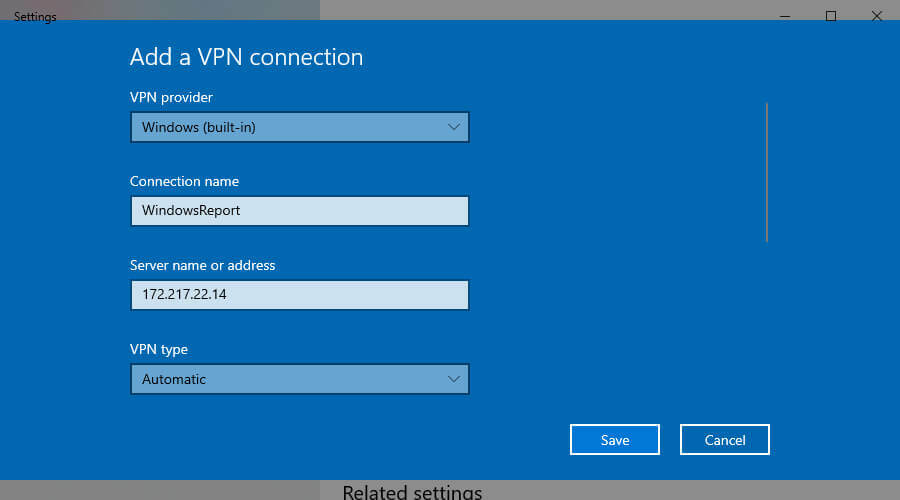 เพิ่มการเชื่อมต่อ VPN ใน Windows 10