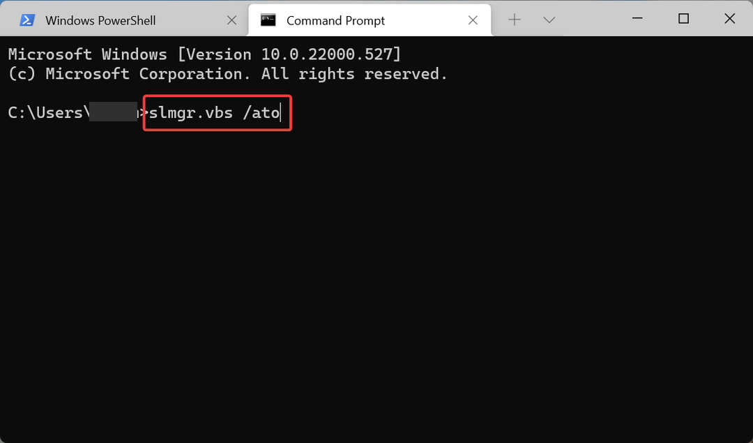 Изпълнете команда за коригиране на грешка при активиране на Windows 11 0xc004c060