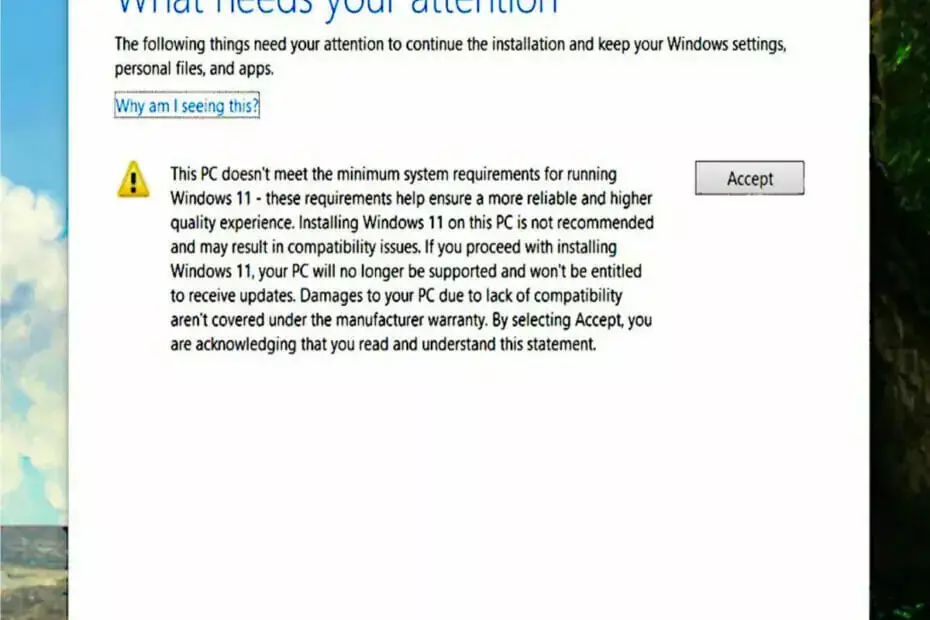 Пажња: Потпишите одрицање ако желите да надоградите Виндовс 11 на неподржаном рачунару