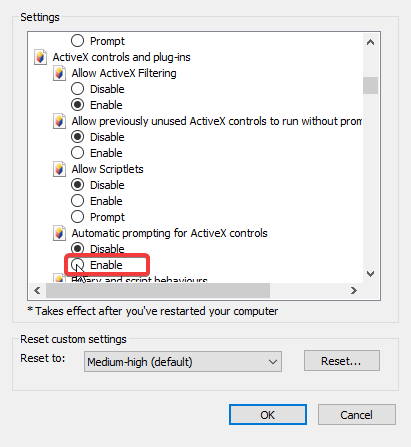 teie brauser ei toeta või on ActiveX-i keelanud