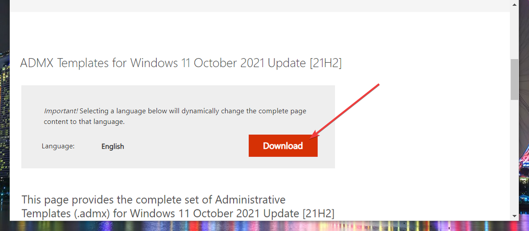 Die Download-Schaltfläche Windows 11 admx
