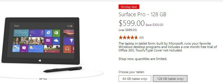 Holiday Surface Pro 128 Gt: n tarjous: Osta se hintaan 599 dollaria, säästä 300 dollaria