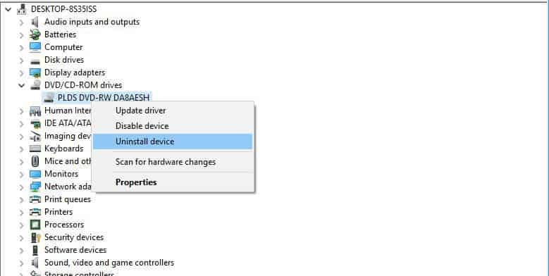 DVD-Laufwerk deinstallieren Windows 8.1