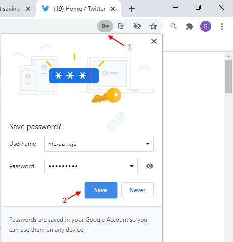 Schlüssel Passwort speichern Google
