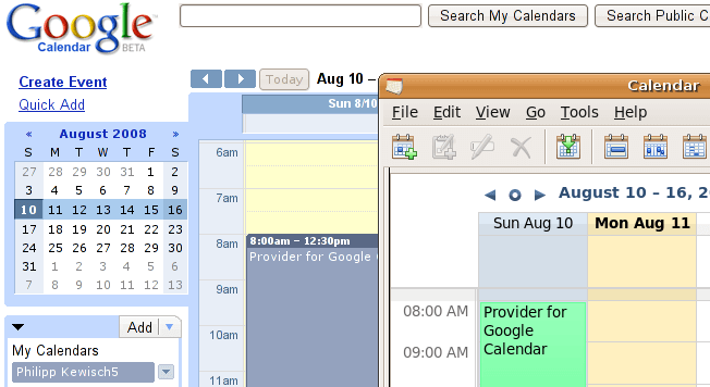 Furnizor pentru Google Calendar
