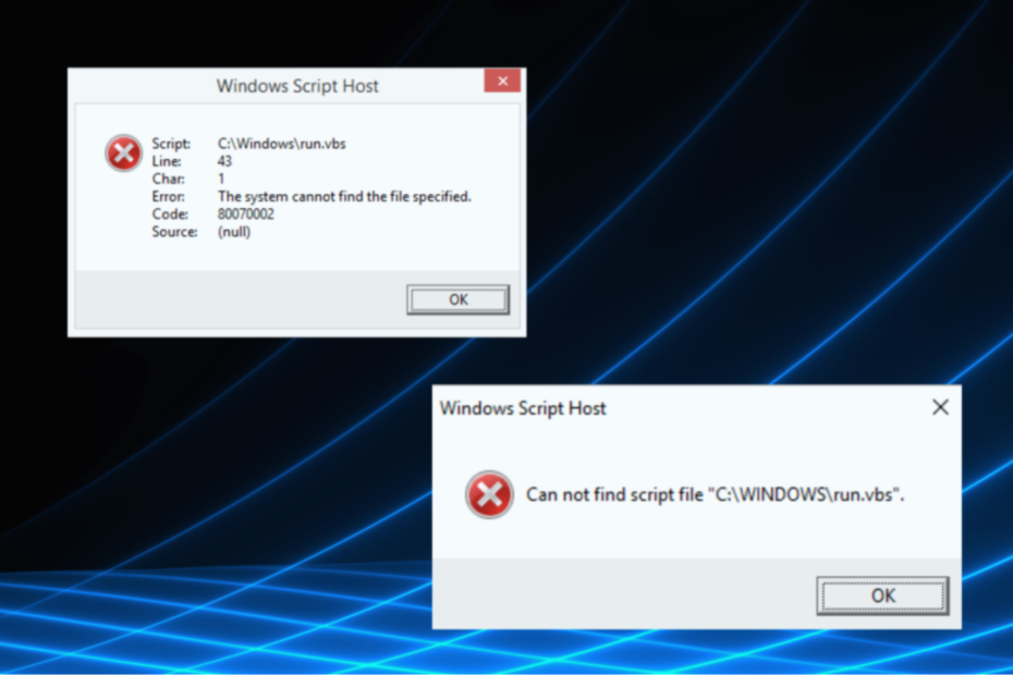 ข้อผิดพลาด arreglar เรียกใช้ vbs windows 10