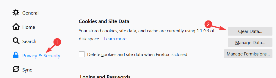 مسح متصفح فايرفوكس تحديث البيانات