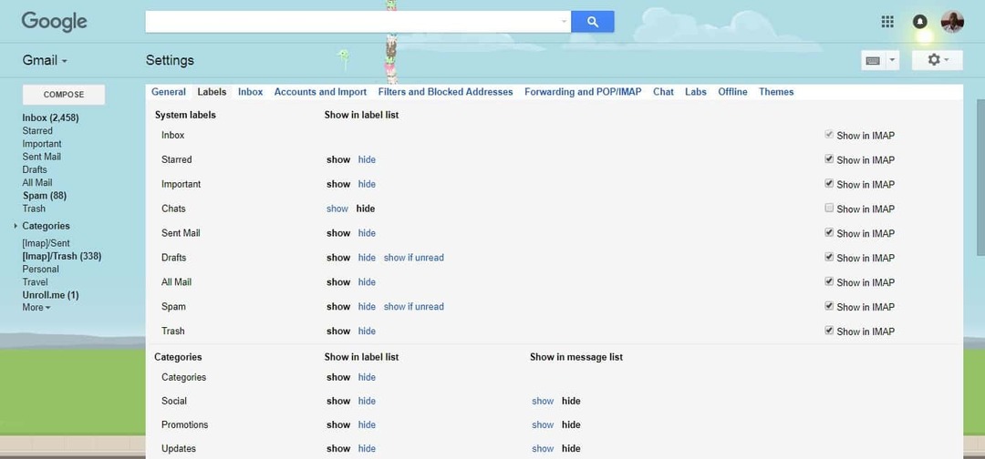 rimuovere la barra laterale di Gmail Gmail