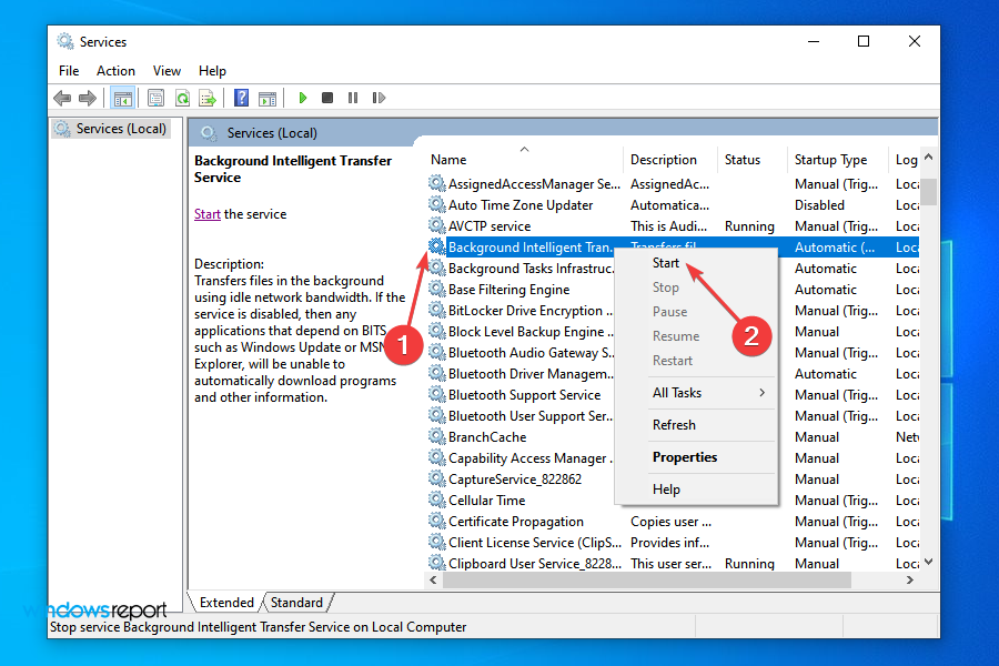 Windows 11 takerdunud allalaadimise parandamiseks käivitage teenus BITS