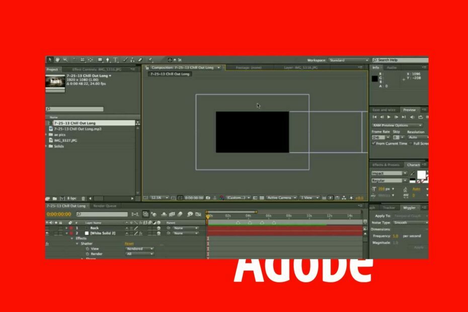 adobe after effects פועל לאט