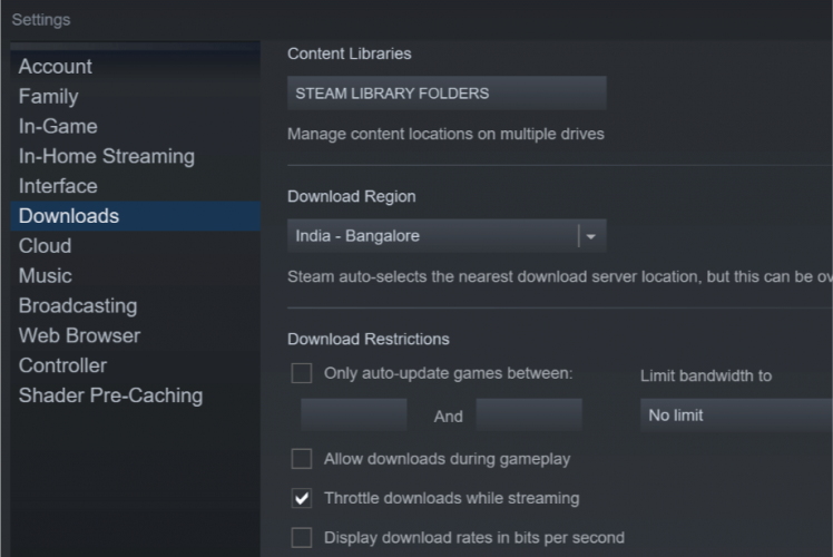 Steam 설정은 Windows 10에서 자동 업데이트를 비활성화합니다.