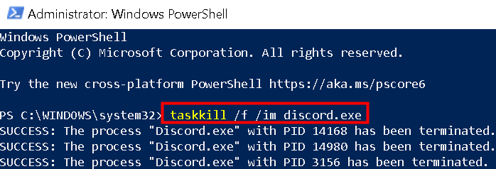 Power Shell End Discord Min