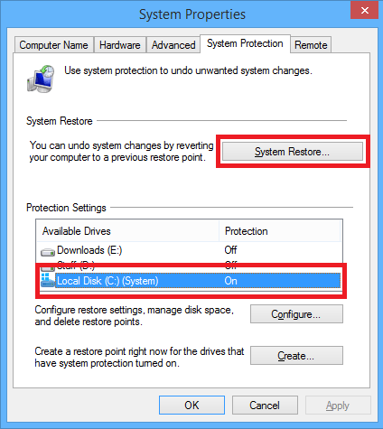 restauração do sistema windows 8