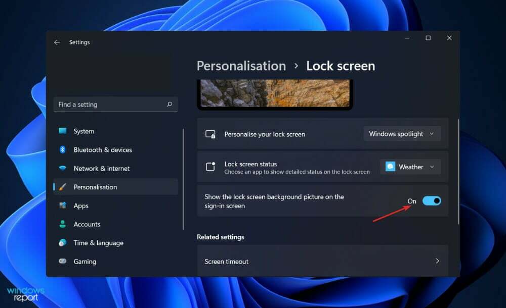 togle-lockscreen персонализиране на заключения екран windows 11