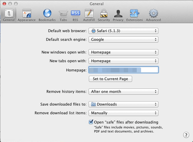 Safari-Startseite mac