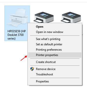 Printeregenskaber Windows 10