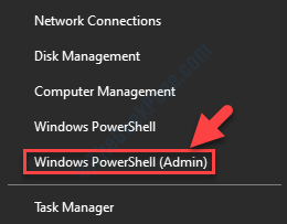 התחל לחץ באמצעות לחצן העכבר הימני על מנהל המערכת של Windows PowerShell