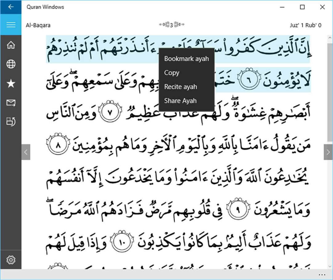 Koran Windows App Textfenster