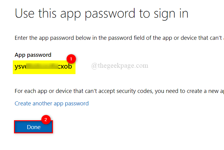 Zkopírujte nové heslo aplikace 11zon